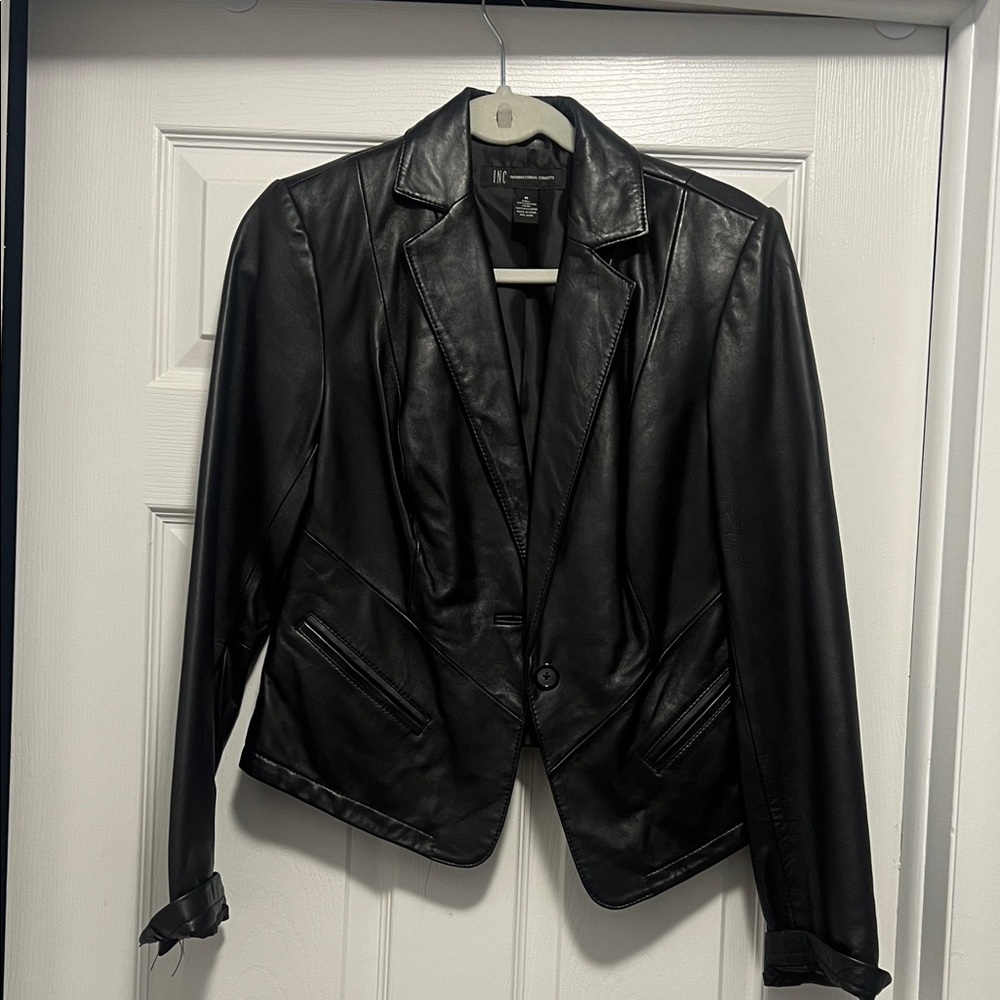 INC International Concepts Black Leather Jacket